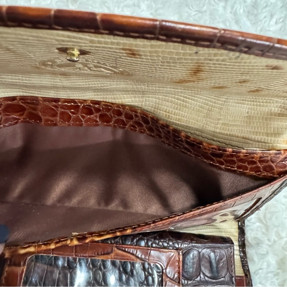 BRAHMIN Melbourne Elisa Toasted Croc Satchel Bag Purse & Wallet - Picture 9 of 16